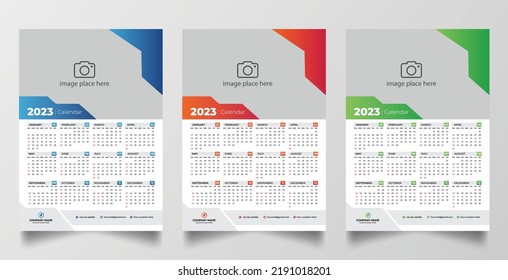 2023 one page wall calendar design template