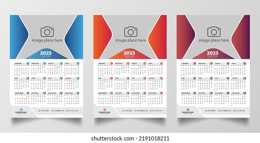 2023 one page wall calendar design template