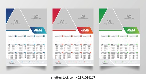 2023 One Page Wall Calendar Design Template
