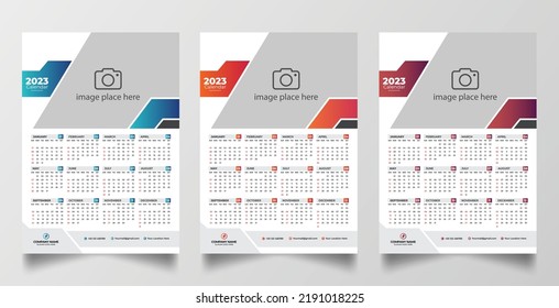 2023 one page wall calendar design template