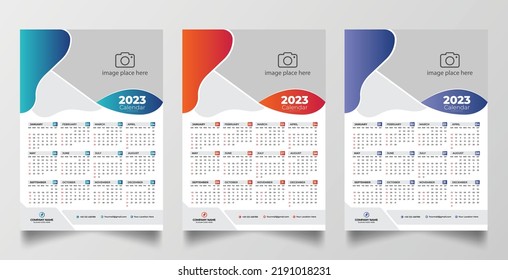 2023 one page wall calendar design template