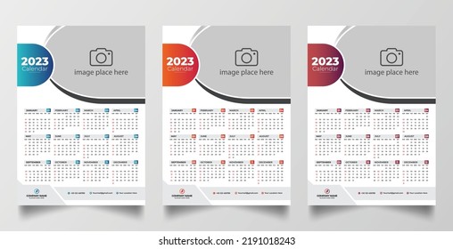 2023 one page wall calendar design template