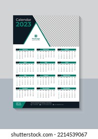 2023 Wall-Kalender-Design einer Seite, Geschäftskalender 2023, moderne 12-monatige Kalendervorlage