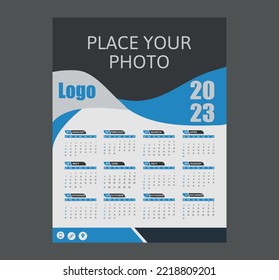 2023 one page wall calendar design