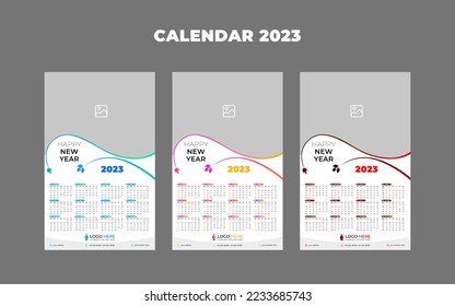 2023 one page wall calendar design template