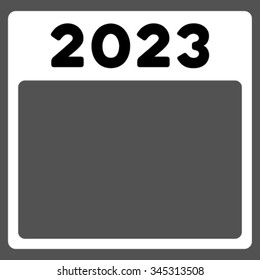 2023 Organizer vector icon. Style is bicolor flat symbol, black and white colors, rounded angles, gray background.