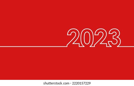 2023 outline numbers, vector banner or poster on red background