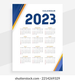 2023 paper calendar layout in printable style vector 