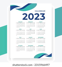  2023 paper modern calendar layout in printable style