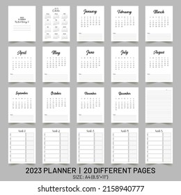 2023 Planner Template 20 Different Pages: vetor stock (livre de