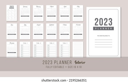2023 Planner Weekly Planner Interior Template Design
