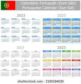 2023 Portuguese Mix Calendar Sun-Sat on white background