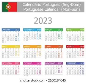 2023 Portuguese Type-1 Calendar Mon-Sun on white background