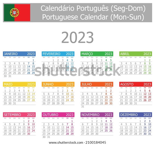 2023 Portuguese Type1 Calendar Monsun On Stock Vector (Royalty Free ...