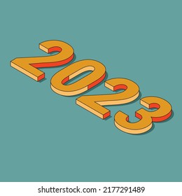 2023 Poster Design Isometric Composition vintage color Stock Vector Illustration