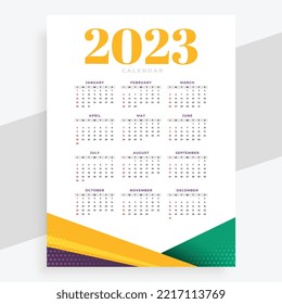 2023 printable calendar layout in page style vector 