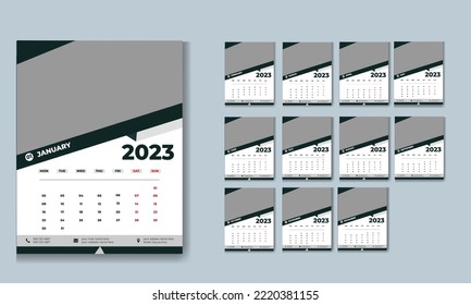 2023 printable calendar template design for business agency with vector file