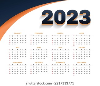 2023 printable calendar template for office desk vector 
