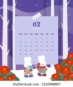 2023 Rabbit Calendar Illustration Set