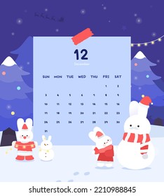 2023 Rabbit Calendar Illustration Set