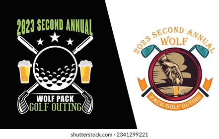 2023 SECOND ANNUAL WOLF PACK GOLF OUTING t shirt design