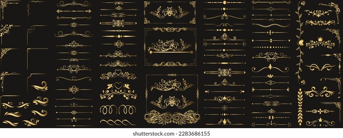 2023 Sets of Gold decor photo frame. Gold photo frame with corner Thailand line floral for picture. border design is pattern style with clip path. gold ornament decorate frame border pattern Thai art - Shutterstock ID 2283686155