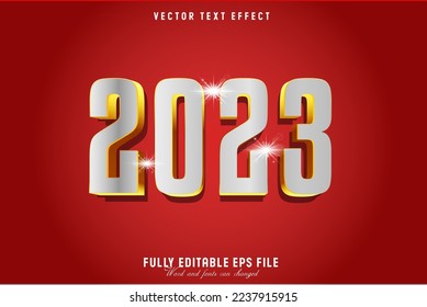 2023 brillante efecto de texto 3d editable, con fondo rojo
