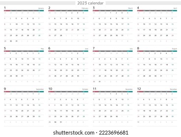 2023 simple calendar with space for notes 12 months list Japanese holidays