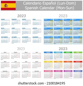 2023 Spanish Mix Calendar Mon-Sun on white background