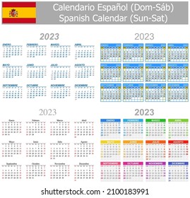 2023 Spanish Mix Calendar Sun-Sat on white background