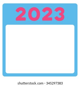 2023 Syllabus vector icon. Style is bicolor flat symbol, pink and blue colors, rounded angles, white background.