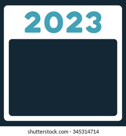 2023 Syllabus vector icon. Style is bicolor flat symbol, blue and white colors, rounded angles, dark blue background.