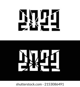 2023 text with cracked broken style, vector illustration