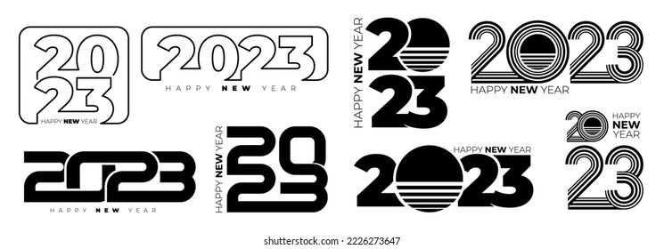 2023 Text Design. Vector '2023' Typography Illustration Design Element for New Year 2023 Social Media Post, Greeting Card, Banner, Poster, Retro Text Effect, vintage style of eighties, cyberpunk style