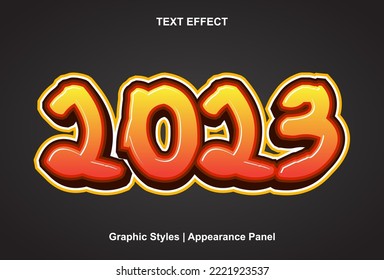 2023 text effect with graphic style and editable.