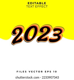 2023 text effect happy new year with yellow and white background. vector illustration background for new year simple design