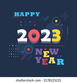 2023 text happy new year template dark contrast flat vector