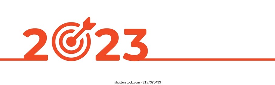 2023 text with target icon banner. Vector illustration