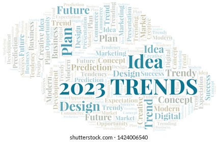 2023 Trends word cloud. Wordcloud made with text only.