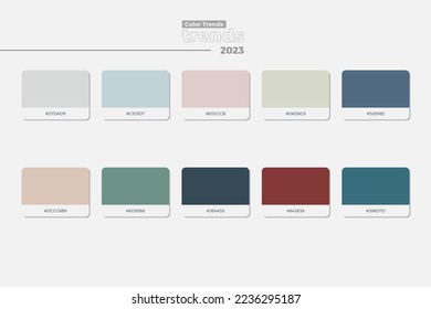 2023 Trendy gradient swatches. Collection palettes of gradient swatches for business infographic, mobile app, flat web design, backgrounds. Set of multicolored gradients. Vector Illustration