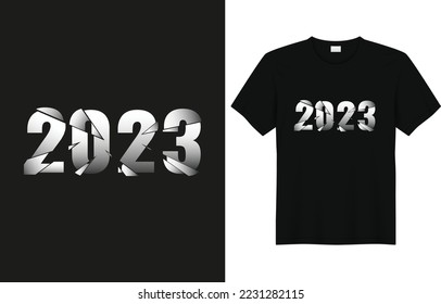 2023 T-Shirt Print Design. Happy New Year.