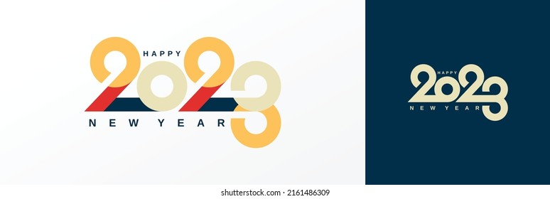 2023 typography logo design concept. Happy new year 2023 logo design