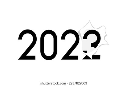 2023 TYPOGRAPHY WITH TORN PAPER EFFECT. SUITABLE FOR 2023 NEW YEAR DESIGN