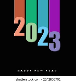 2023 unique number on black background. Greetings of 2023 new year for banner, template and card.  Happy new year 2023