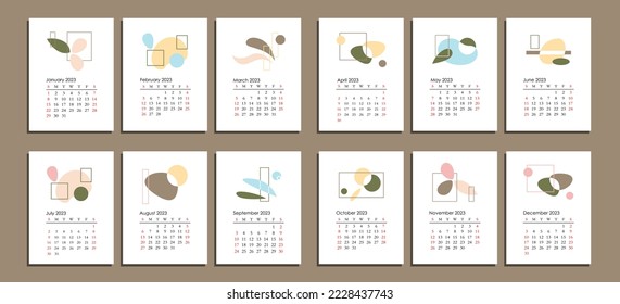 plantilla de calendario vectorial 2023. diseño sencillo y plano. Pasos 10 