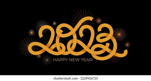 2023 vectorial confetti como números geométricos dibujados a mano con elementos minimalistas composición horizontal. plantilla de diseño de números 2023. Feliz año nuevo concepto minimalista para materiales de bienvenida.