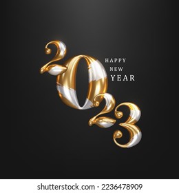 2023 Vector number for new year, gold brush design vector illustration