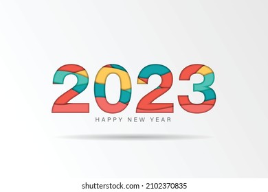 2023 vector on paper cut background. 2023 vector concept. Festive numbers design. Lettering 2023 vector concept EPS 10