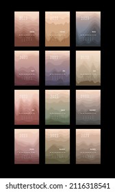 2023 vertical calendar every month separately. monthly personal planner template. Peak silhouette abstract gradient colorful background, design for print and digital.