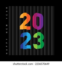 2023 vision. Concept design template with colorful inscription "2023" for celebration and seasonal decoration. Happy New Year. Colored background for calendar, greeting card, banner, diary cover.